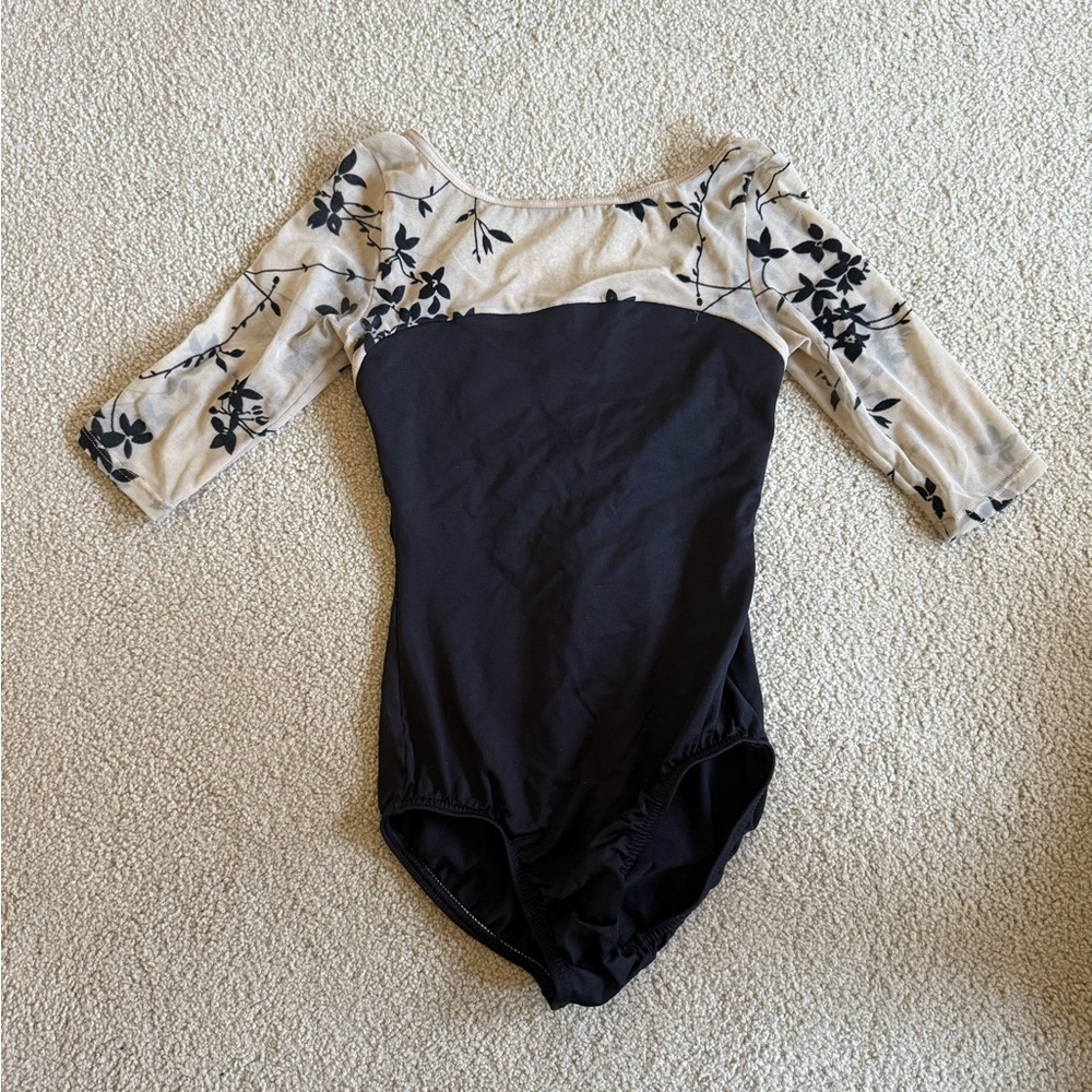 Floral Black and Cream Leotard